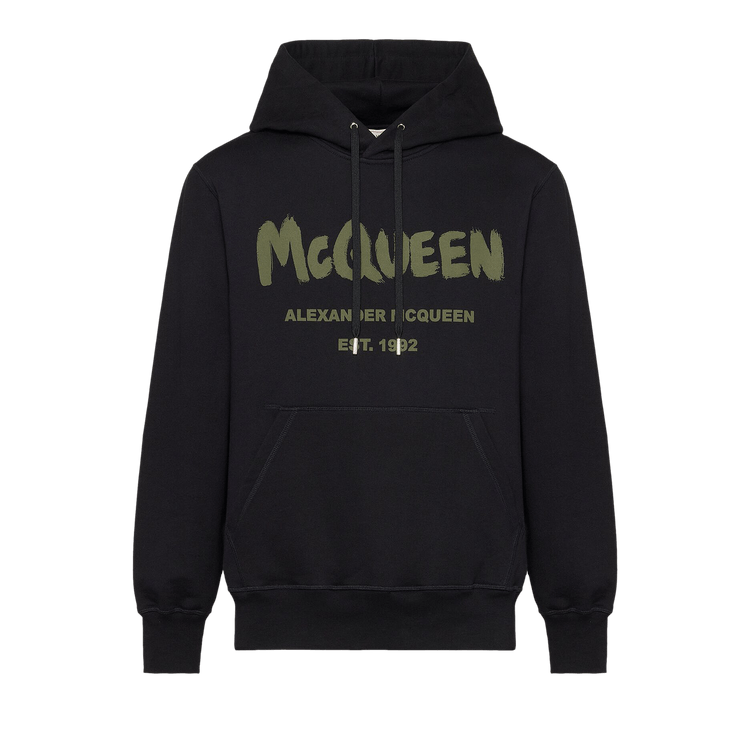 Alexander McQueen Graffiti Hooded Sweatshirt "Black/Khaki"