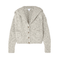 Bottega Veneta Open Collar Buttoned Knit Cardigan "Chalk/Grey Melange"