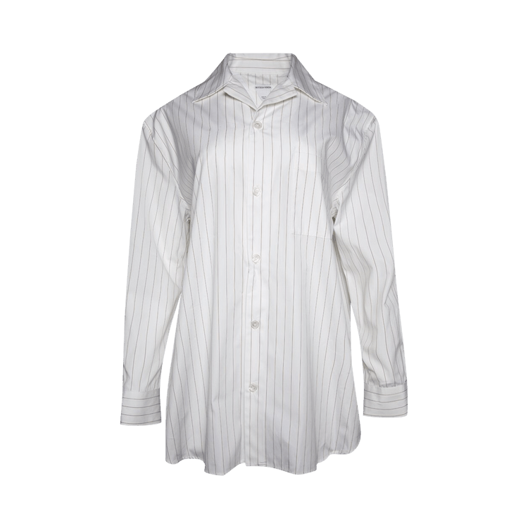 Bottega Veneta Striped Poplin Shirt "White/Beige"