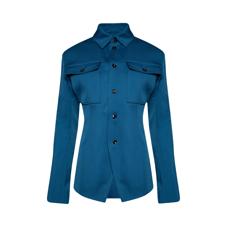 Bottega Veneta Wool Gabardine Shirt Jacket "Pacific Blue"