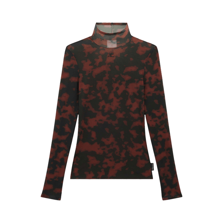 Courrèges Tortoise Mockneck Sheer Top "Havana/ Tortoise"