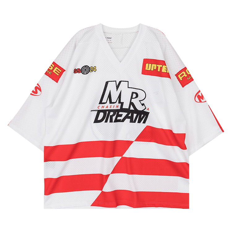 Martine Rose Oversized Football Top "White/Red"