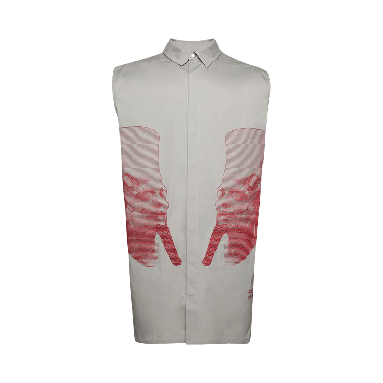 Rick Owens Ron Jumbo Outershirt "Pearl/Cardinal Red"