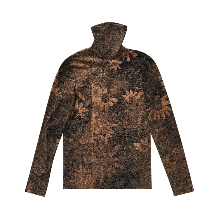 MM6 Maison Margiela Printed Long-Sleeve Turtle Neck Top "Black"