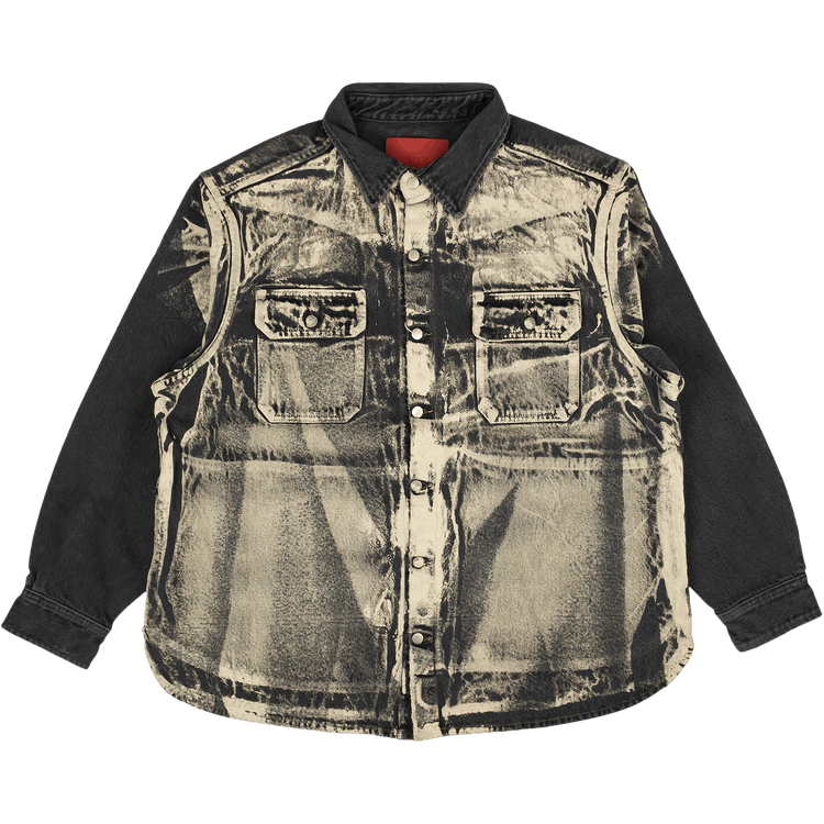424 Painted White Denim Workshirt "Black"
