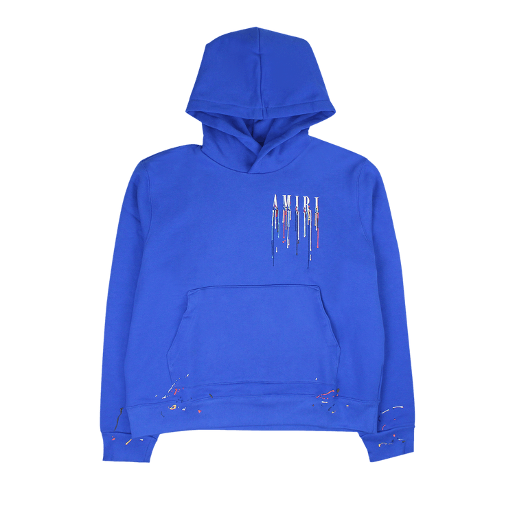 Amiri Paint Drip Core Logo Hoodie "Pond Blue/White"