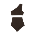 Bottega Veneta One Shoulder Bikini Swim Suit "Chocolate"