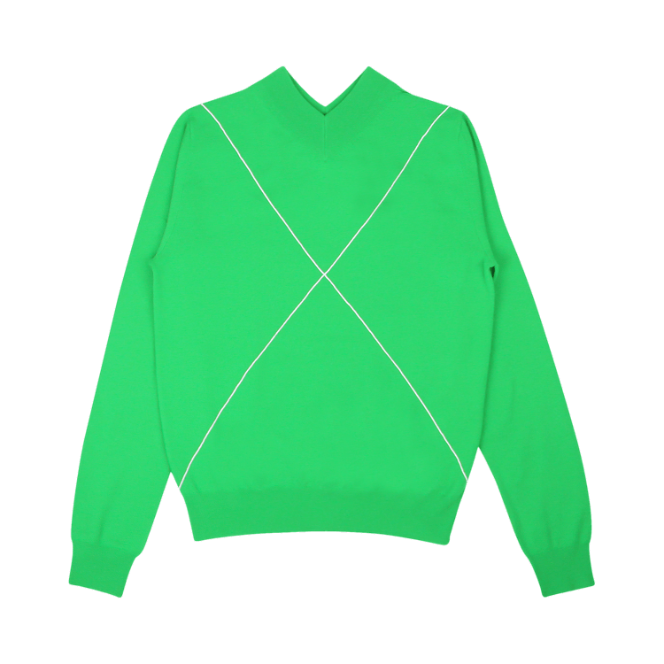 Bottega Veneta Contrast Stitch V Neck Sweater "Grass Green"