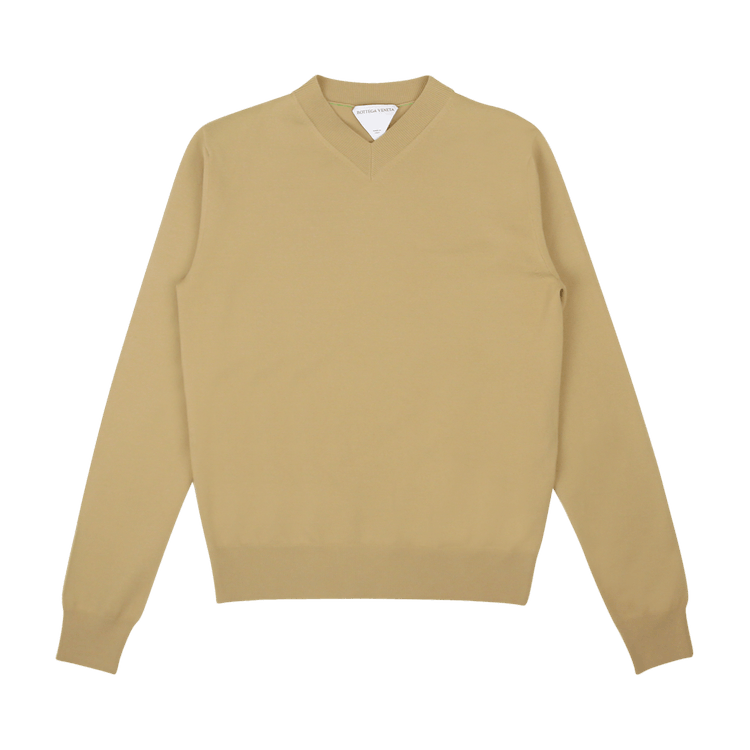 Bottega Veneta V Neck Knit Pullover Sweater "Camel"