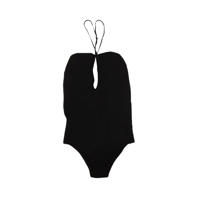 Bottega Veneta Knit V Neck Bodysuit Swimsuit "Black"