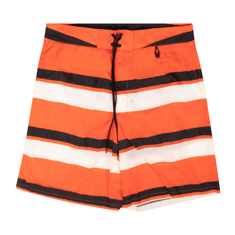 Prada Nylon Striped Swim Shorts "Orange"