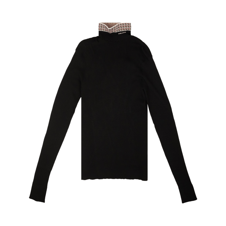 Prada Jacquard Collar Turtleneck Sweater "Black"