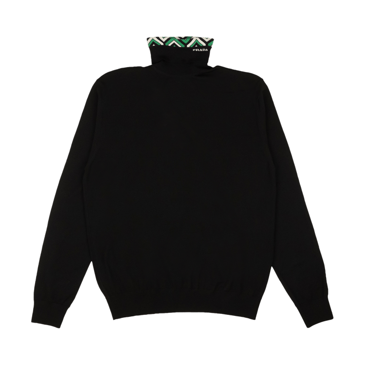 Prada Jacquard Collar Turtlenck Sweater "Black"