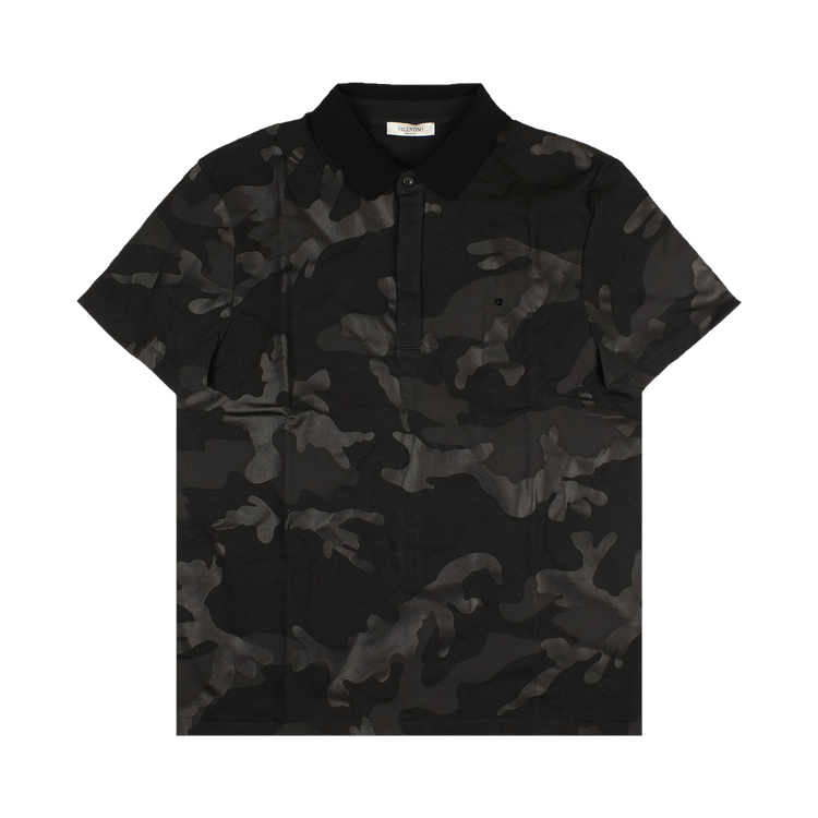 Valentino Short-Sleeve Polo Shirt "Black Camo"