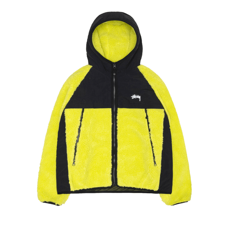 Stussy Sherpa Paneled Hooded Jacket "Lime"