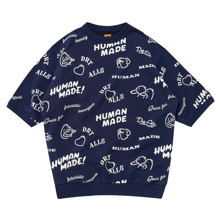 Human Made Printed Short-Sleeve Sweatshirt "Navy"
