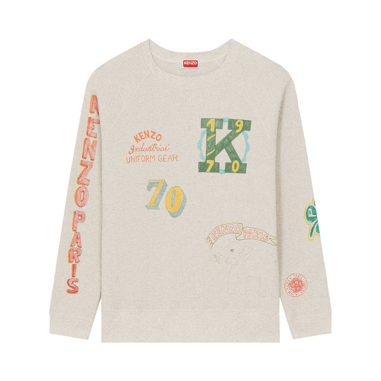 Kenzo Drawn Varsity Oversized Sweatshirt "Pale Grey"