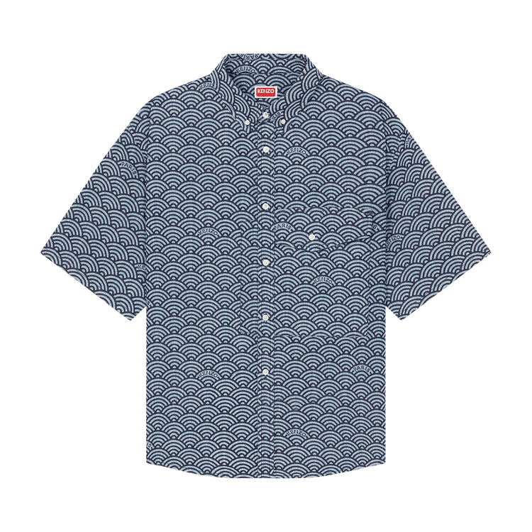 Kenzo Seigaiha Short-Sleeve Shirt "Rinse Blue Denim"