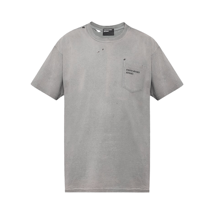 Enfants Riches Déprimés Thrashed Logo Pocket Tee "Worn Grey/Black"