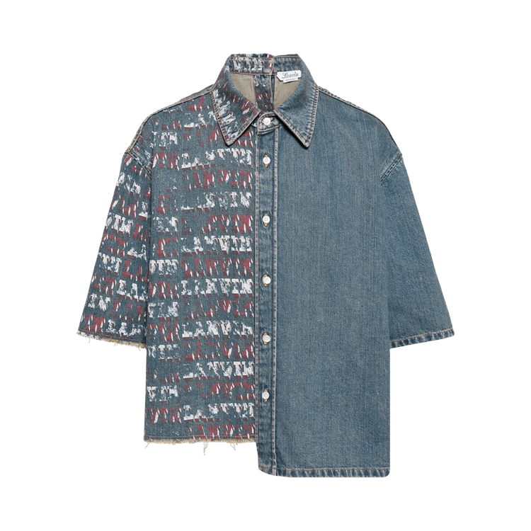 Lanvin Future Short-Sleeve Asymmetric Crop Shirt "Light Blue"