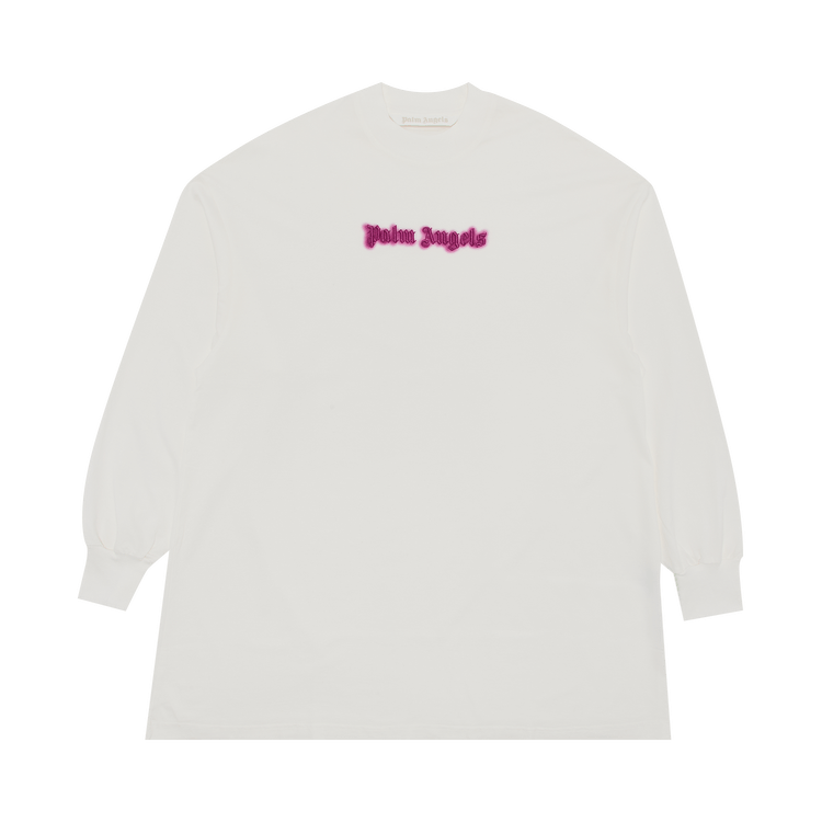 Palm Angels Neon Logo Tee Dress "Off White/Fuschia"