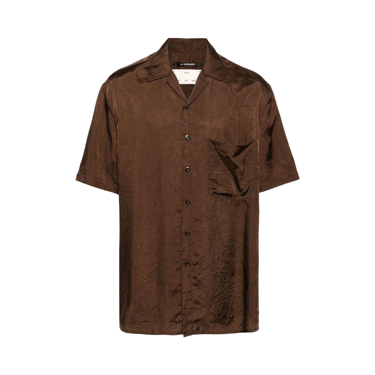 Song for the Mute Short-Sleeve Crinkle Shirting Oversized Shirt "Brown"