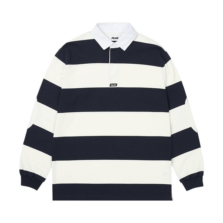 Palace Elbow Stripe Rugby "White/Navy"