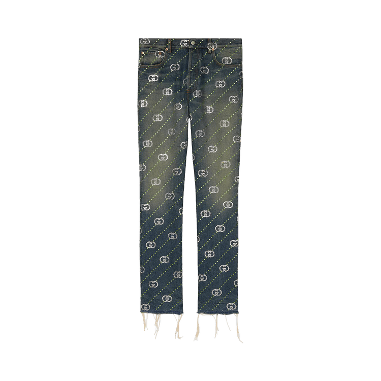 Gucci Crystal Interlocking G Denim Pant "Blue/Mix"