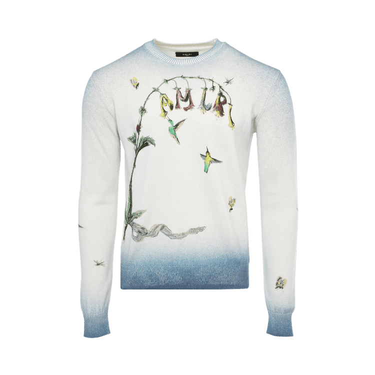 Amiri Embroidered Hummingbird Crew "Blue"