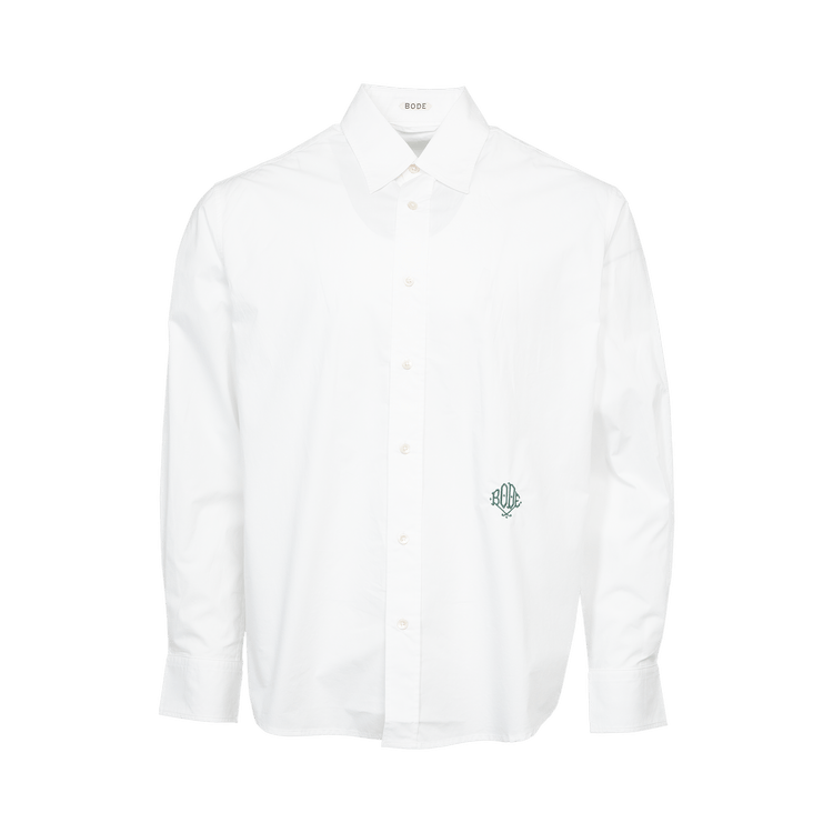 Bode Monogrammed Oxford Shirt "White"