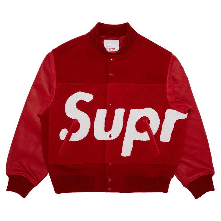 Supreme Big Logo Chenille Varsity Jacket "Red"