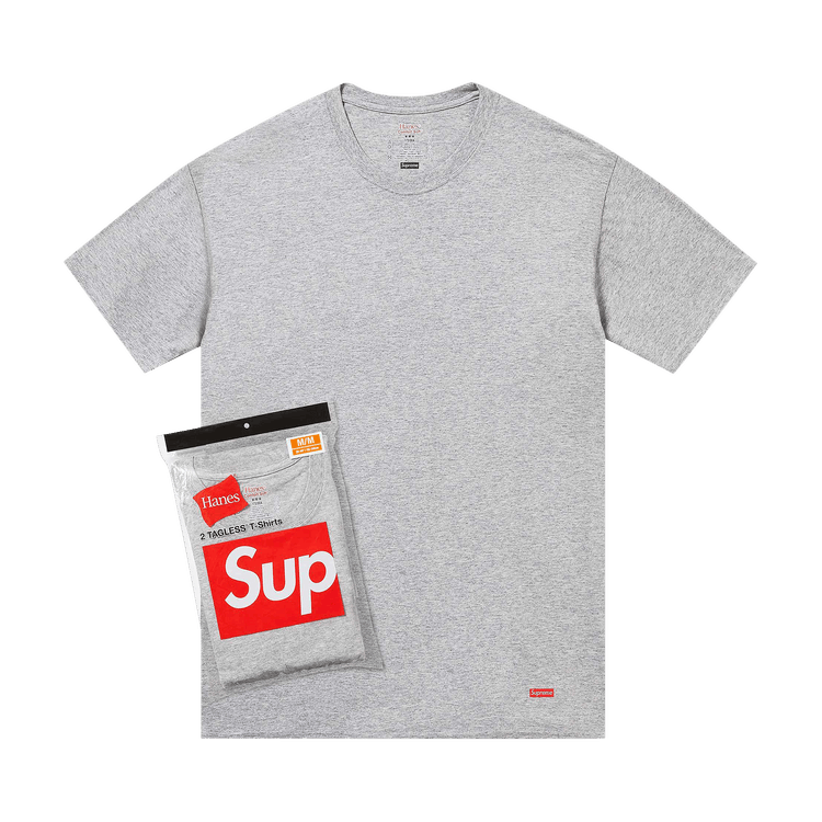 Supreme x Hanes Tagless Tees (2 Pack) "Heather Grey"
