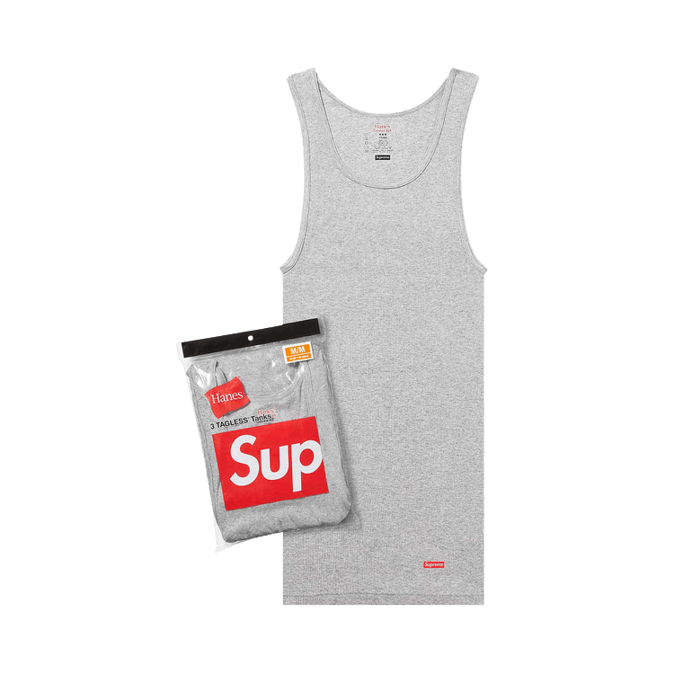 Supreme x Hanes Tagless Tank Tops (3 Pack) "Heather Grey"