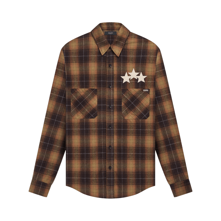 Amiri Star Leather Flannel "Chai Tea"