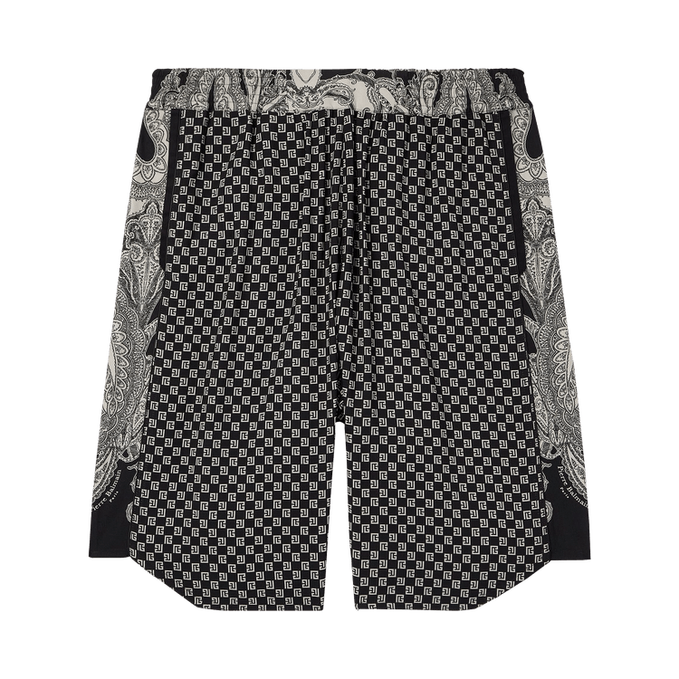 Balmain Mini Monogram Shorts "Black/Ivory"