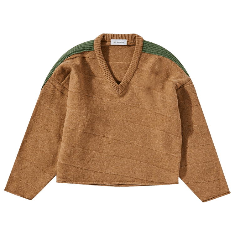 Kiko Kostadinov Delian V Neck Jumper "Melange Almond/Melange Green"