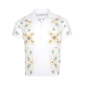 Bode Embroidered Buttercup Short-Sleeve Shirt "Ecru/Multicolor"