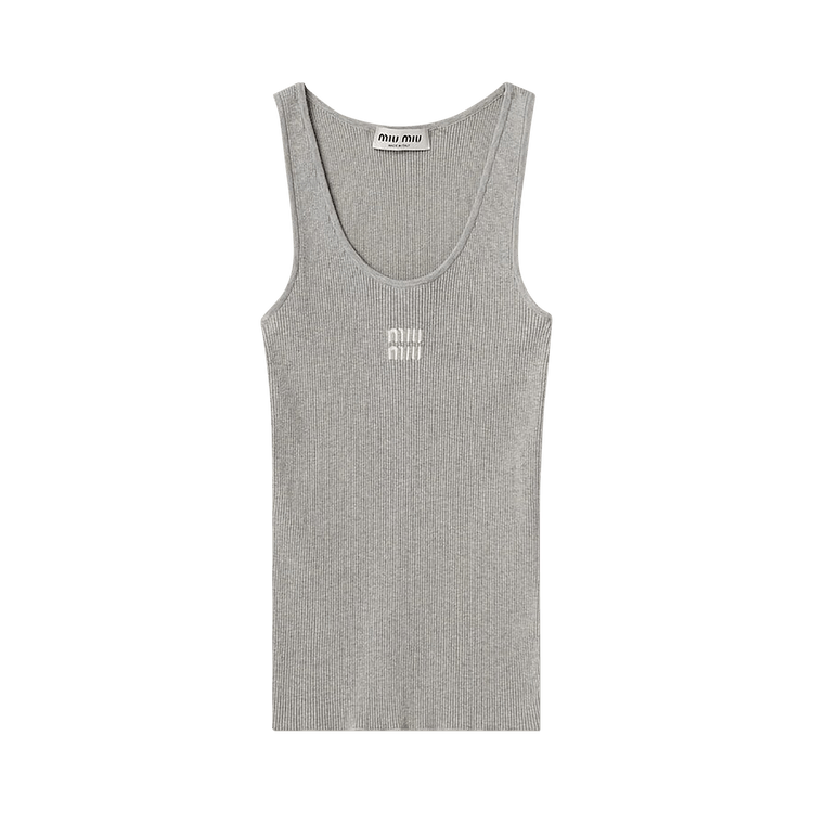 Miu Miu Ribbed Jersey Tank Top "Marble/Natural"