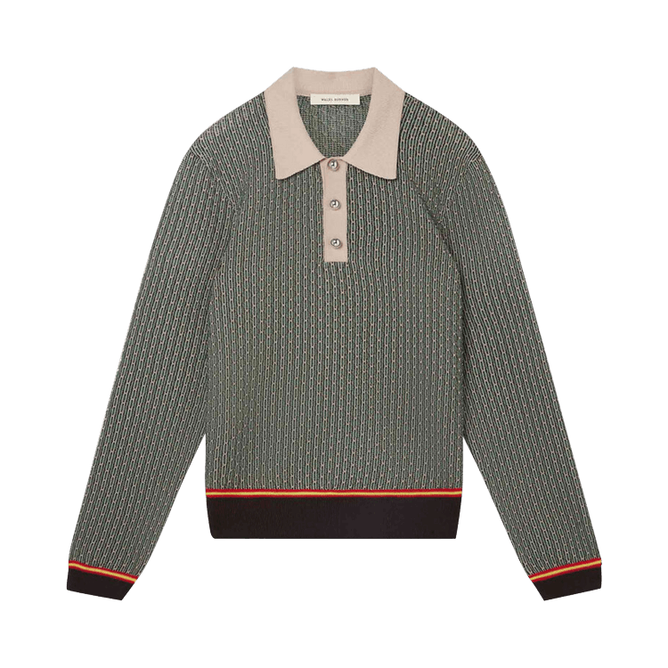 Wales Bonner Valley Knit Polo "Green/Brown/Beige"