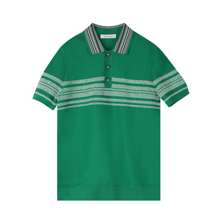 Wales Bonner Dawn Knit Polo "Green/Ivory"