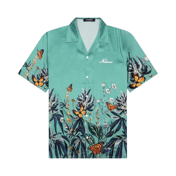 Nahmias Botanical Silk Short-Sleeve Shirt "Ocean"