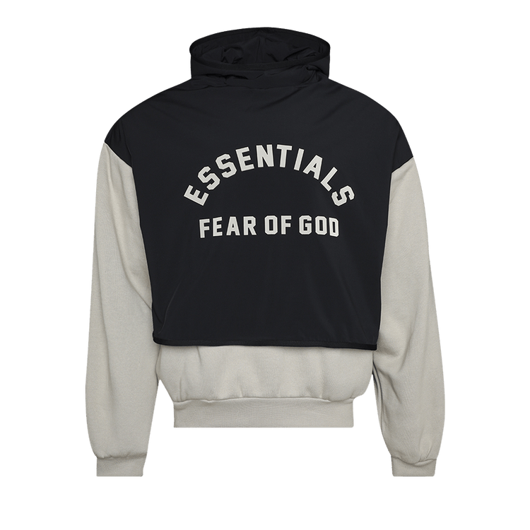 Fear of God Essentials Nylon Fleece Hooded Sweater "Seal/Jet Black"