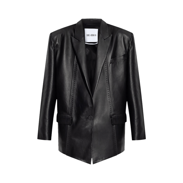 The Attico Short Leather Coat "Black"