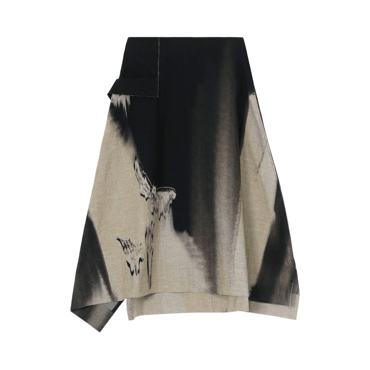 Y's Mini Herringbone Butterfly Print Right Cropped Skirt 'Black'