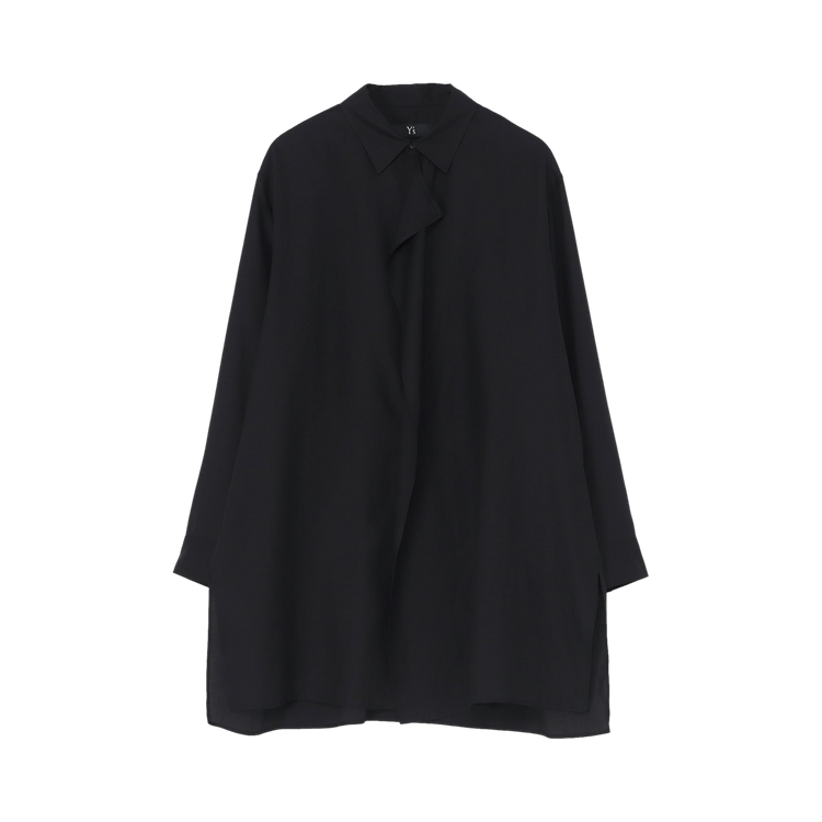 Y's Cellulose Viyella Left Flap Blouse 'Black'