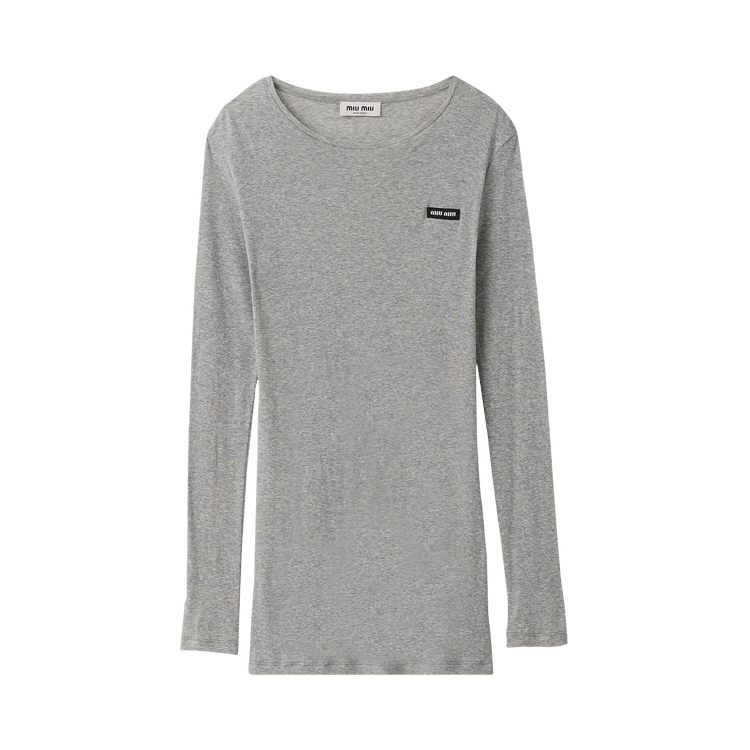 Miu Miu Ribbed Knit Jersey Dress "Grey"