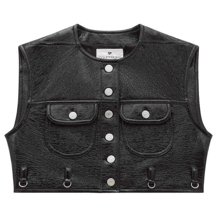 Courrèges Multiflex Vinyl Cropped Vest "Black"