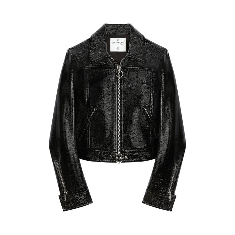 Courrèges Zipped Iconic Vinyl Jacket "Black"