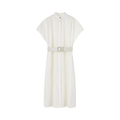 Jil Sander Colarless Belted Shirt Dress "Natural"