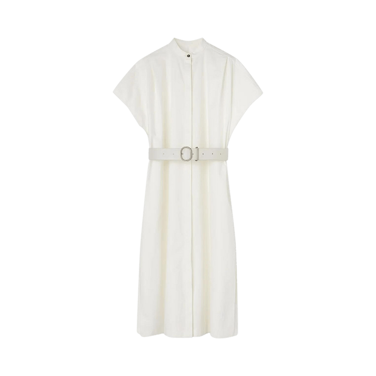Jil Sander Colarless Belted Shirt Dress "Natural"